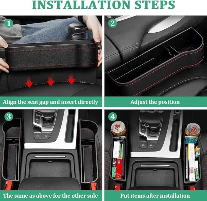 🚗✨  PREMIUM CAR SEAT GAP ORGANIZER | MULTIFUNCTIONAL SEAT CONSOLE STORAGE &amp; GAP FILLER FOR DRIVERS &amp; PASSENGERS 💎🛍️
