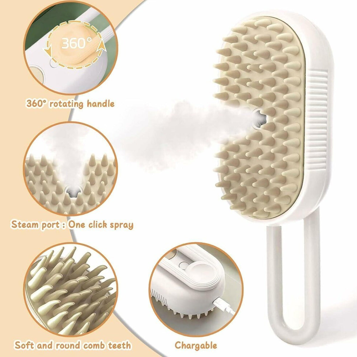 Electric Spray Handle Massage Brush Hair Removal Brush Steam (1 Pc)