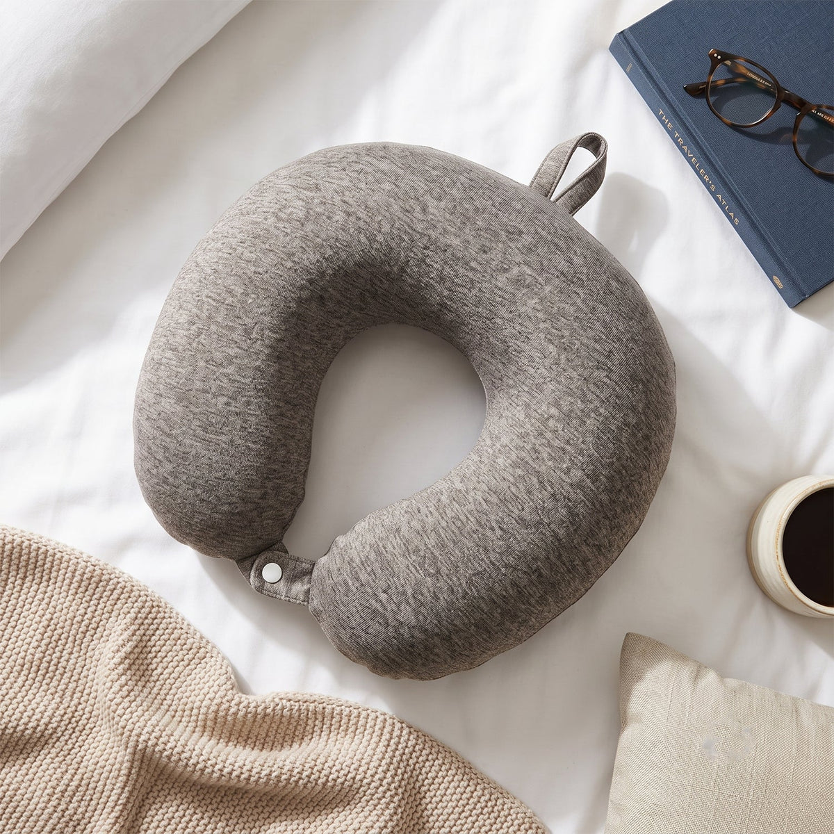 U Shaped Soft Travel Neck Pillow Grey Melange Head Neck Support (1 Pc)