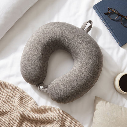 U Shaped Soft Travel Neck Pillow Grey Melange Head Neck Support (1 Pc)