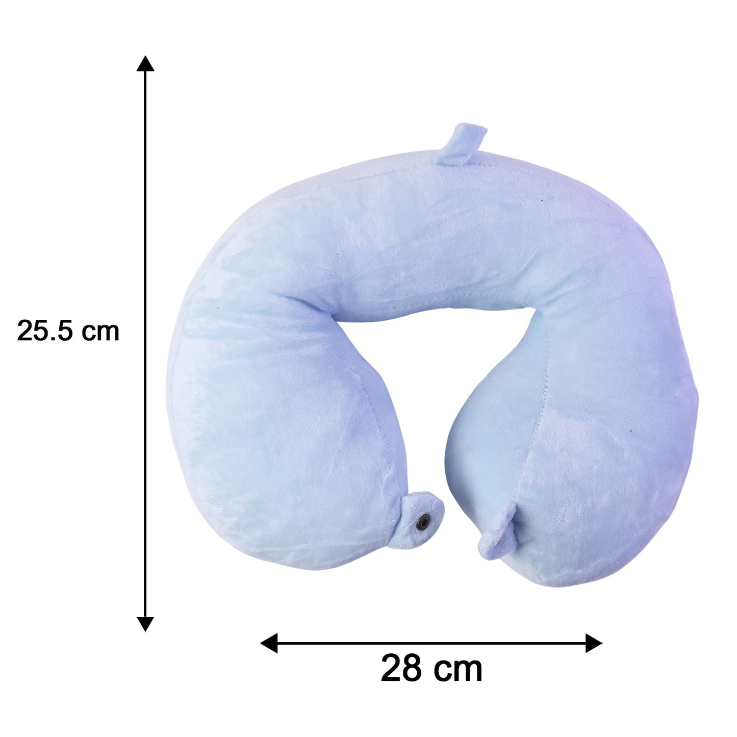 U Shaped Soft Travel Neck Pillow Blue Plush Head Neck Support Cushion (1 Pc)