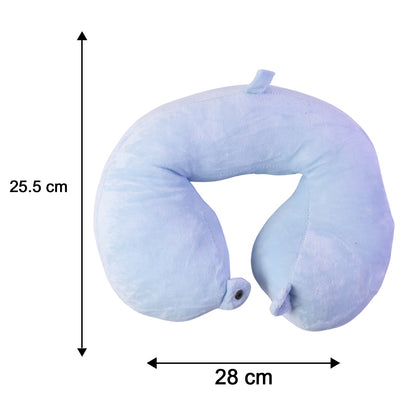 U Shaped Soft Travel Neck Pillow Blue Plush Head Neck Support Cushion (1 Pc)