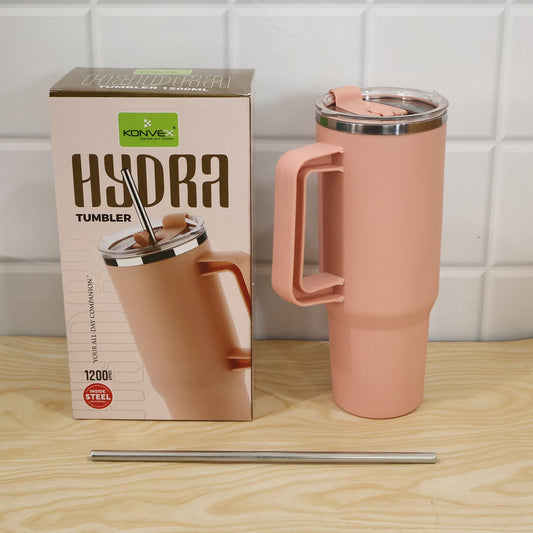 Konvex Hydra Insulated Travel Tumbler 1200 Ml With Handle Straw Pink (1 Pc)