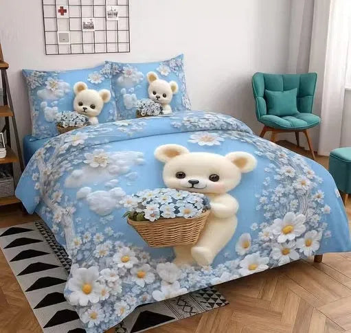 👑🛏️ URBANCARTGO PREMIUM 7D DIGITAL GLACE COTTON SUPER KING SIZE BEDSHEET | 110 × 110 INCH | PRINTED FLAT DOUBLE BEDSHEET WITH 2 PILLOW COVERS 💎🌸